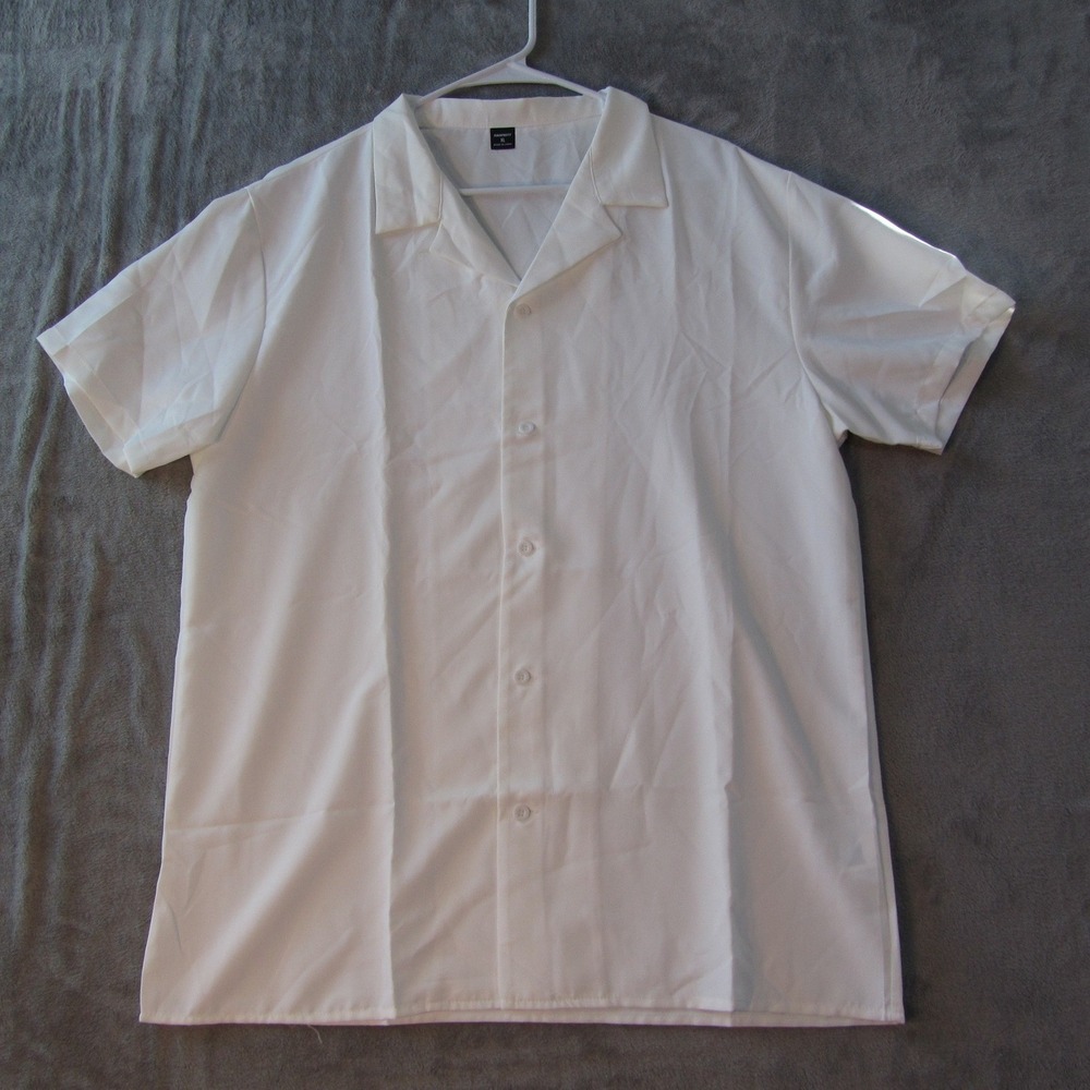 Manfinity Two Piece Set Mens XL White Camp Collar Shirt and Shorts Co-ord - Picture 2 of 10